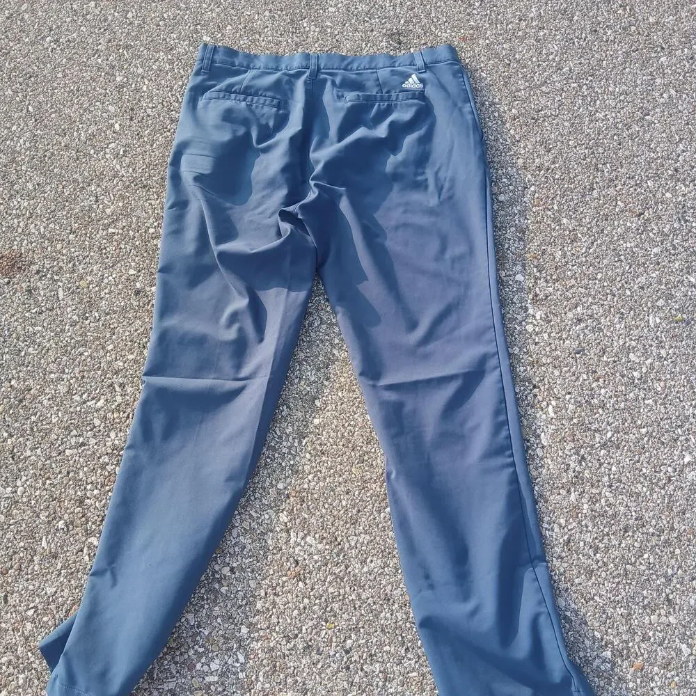 Adidas Golf Pants Mens 34x32 Blue Stretch Chino Straight Leg Pockets Logo